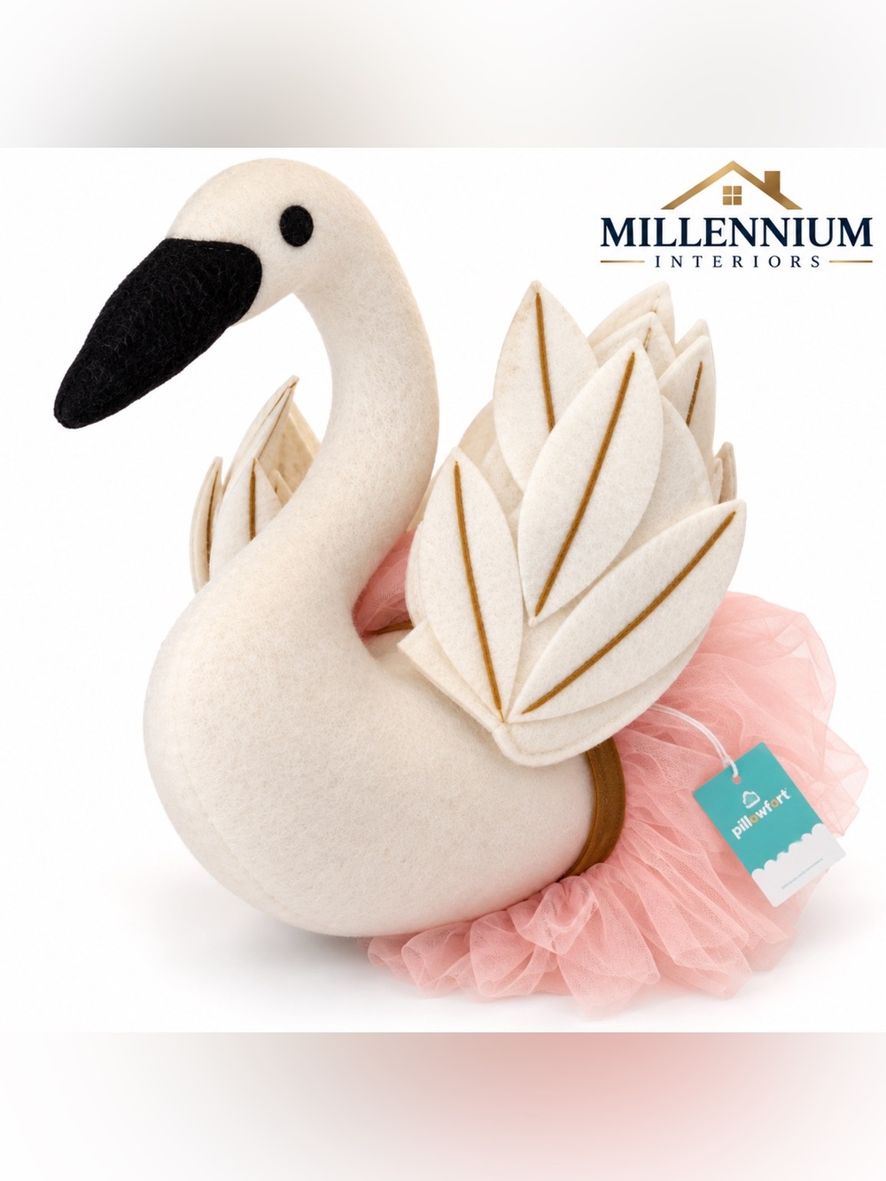 Pillowfort Swan Head Wall Decor Pink Tulle Skirt Tutu Hanging Plush Ballet NWT